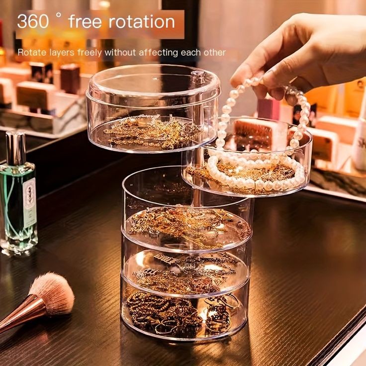 360° Revolving 3 Layer TPT Jewellery Organiser